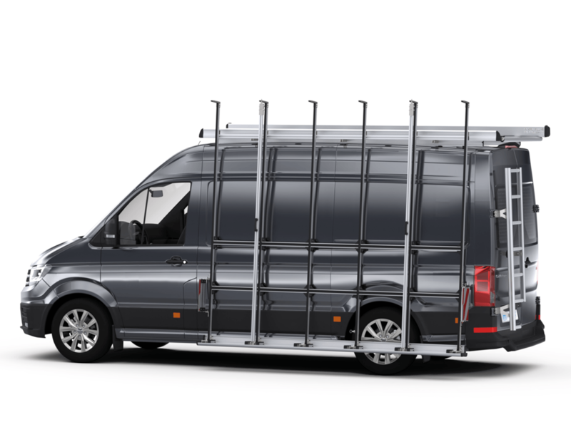 external glass rack, roof rack and ladder on commercial vehicle