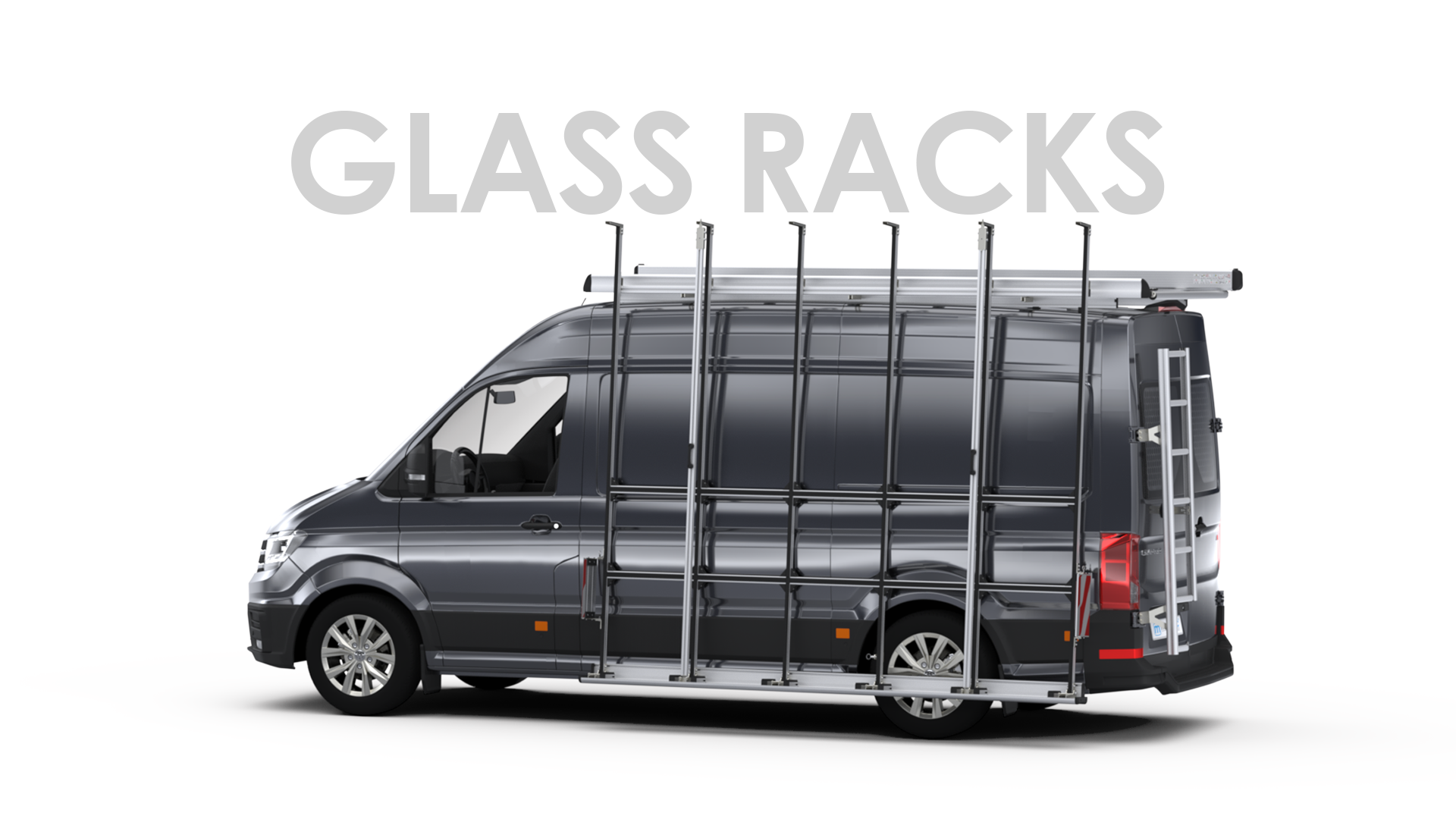 glass rack on commercial vehicle for the transportation of glass work